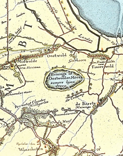 Het Huningameer op de kaart van Beckeringh